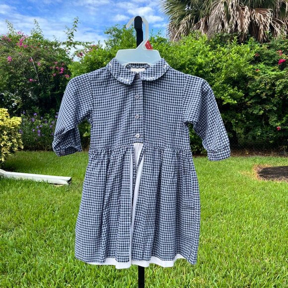 Laura Ashley Mother & Child Blue Gingham Prairie Cottage Girls Dress Size 2 Year - Picture 1 of 8